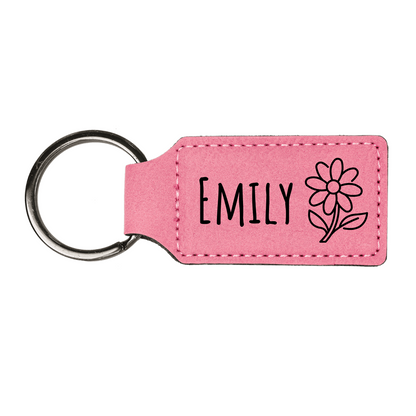 Leatherette Rectangle Keychain