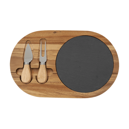 Acacia and Slate Cheese Set - Circle