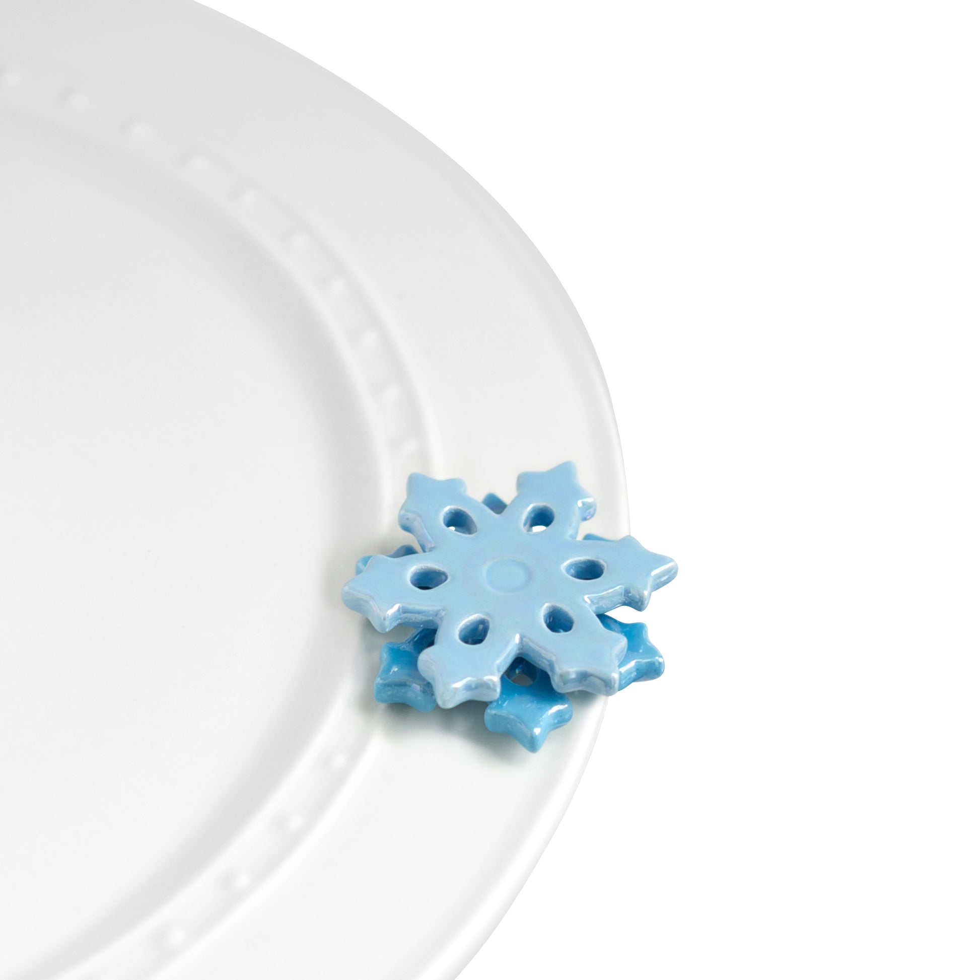 Nora fleming mini mini figure ceramic minis gift present snow flake snowflake "no two alike" christmas christmastime festive holidays winter snow 