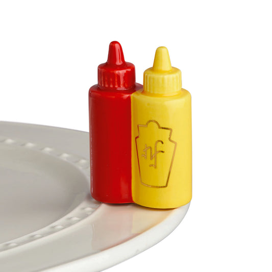 Nora Fleming “Nora Fleming Minis” mini figure ceramic minis gift present summer beach tailgate bbq barbecue picnic diner ketchup mustard condiments "main squeeze" father's day 4th of july independance day  