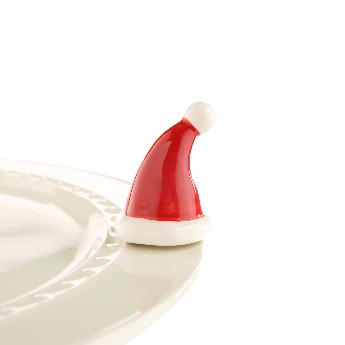 Nora fleming mini mini figure ceramic minis gift present santa claus hat "santa stops here" christmas christmastime festive holidays winter snow 