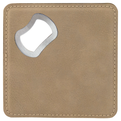 Faux Leather Bottle Opener Coasters (Assorted Colors)