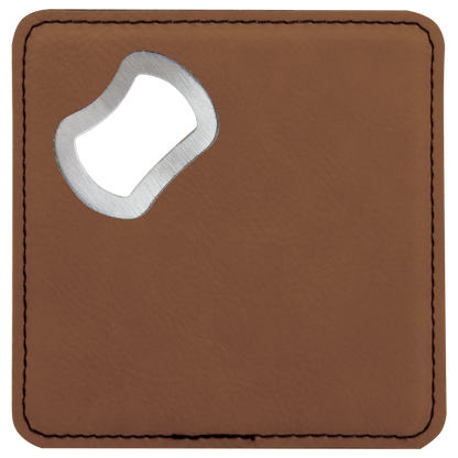 Faux Leather Bottle Opener Coasters (Assorted Colors)