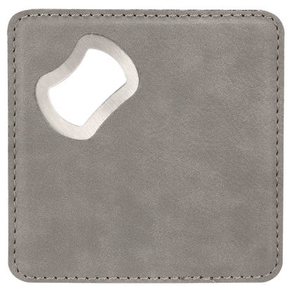 Faux Leather Bottle Opener Coasters (Assorted Colors)