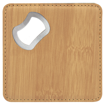 Faux Leather Bottle Opener Coasters (Assorted Colors)