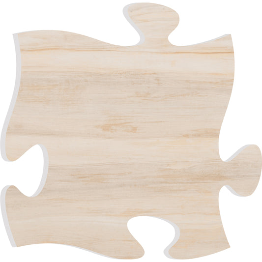 Light Faux Wood Puzzle Piece Plaque