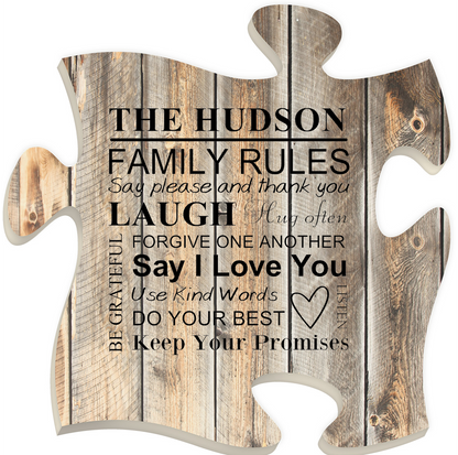 Rustic Brown Puzzle Piece Plaque